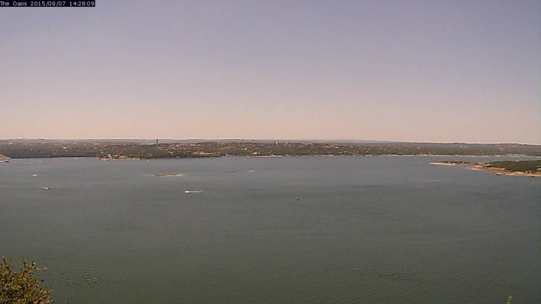 Lake Travis webcam, August 7, 2015 1:35 PM CT