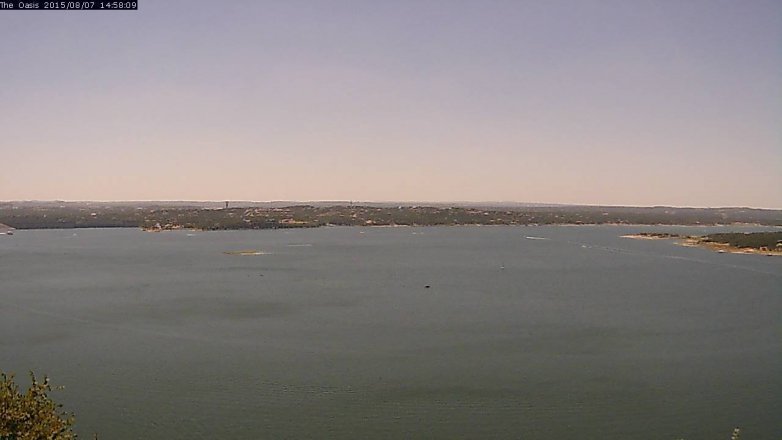 Lake Travis webcam, August 7, 2015 2:05 PM CT