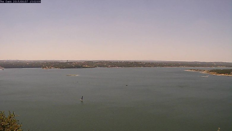 Lake Travis webcam, August 7, 2015 2:10 PM CT