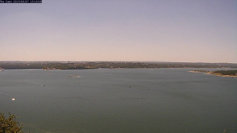 Lake Travis webcam, August 7, 2015 2:15 PM CT