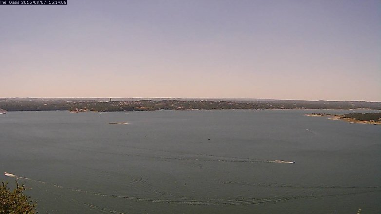 Lake Travis webcam, August 7, 2015 2:20 PM CT