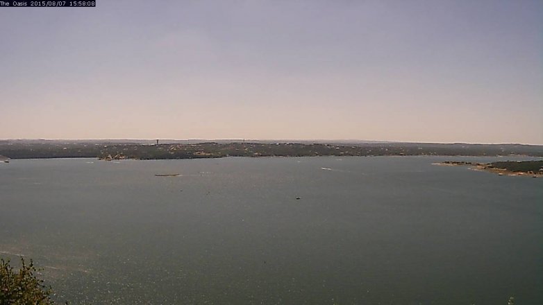Lake Travis webcam, August 7, 2015 3:05 PM CT