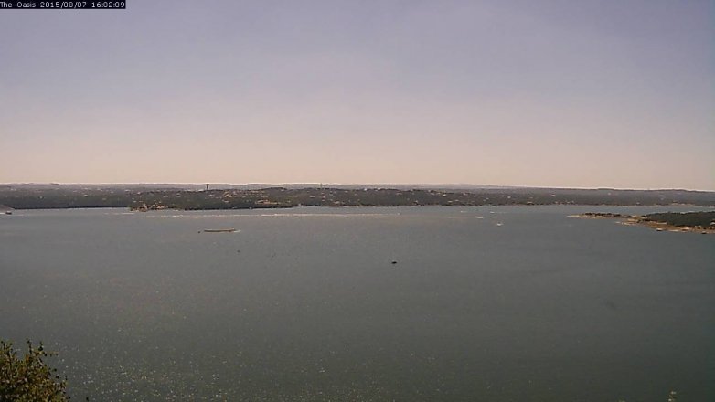 Lake Travis webcam, August 7, 2015 3:10 PM CT