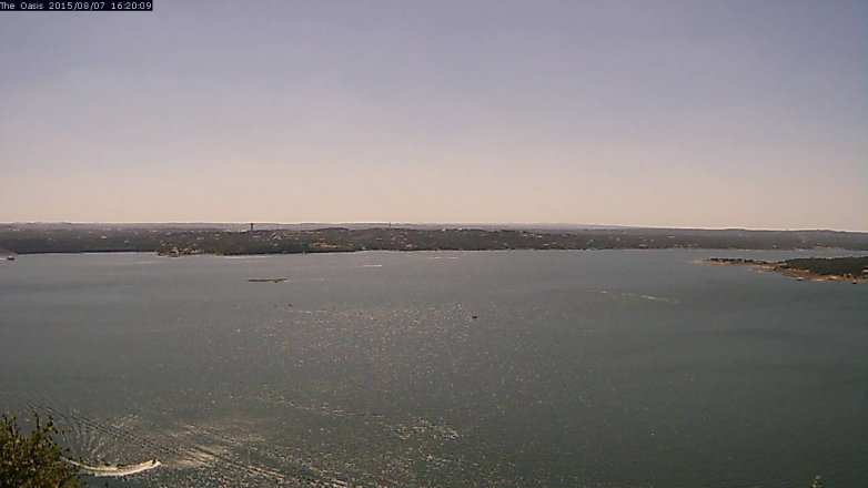 Lake Travis webcam, August 7, 2015 3:25 PM CT