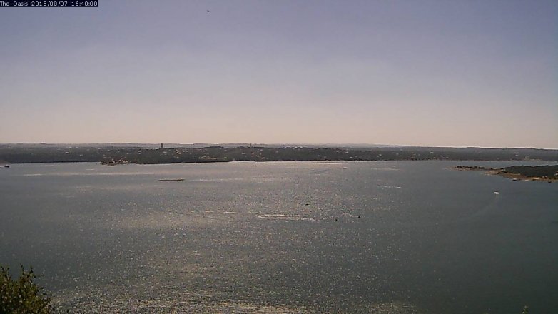 Lake Travis webcam, August 7, 2015 3:45 PM CT