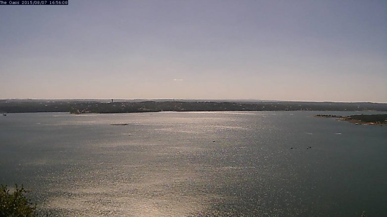 Lake Travis webcam, August 7, 2015 4:05 PM CT