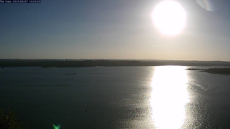 Lake Travis webcam, August 7, 2015 6:25 PM CT