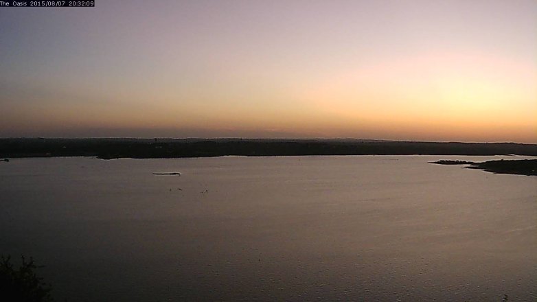Lake Travis webcam, August 7, 2015 7:40 PM CT