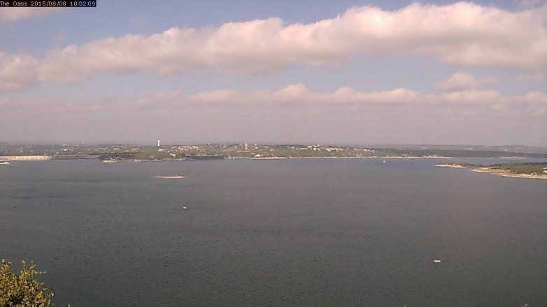 Lake Travis webcam, August 8, 2015 9:10 AM CT