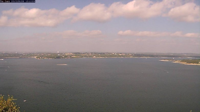 Lake Travis webcam, August 8, 2015 9:20 AM CT