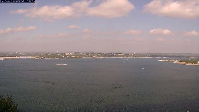 Lake Travis webcam, August 8, 2015 9:25 AM CT