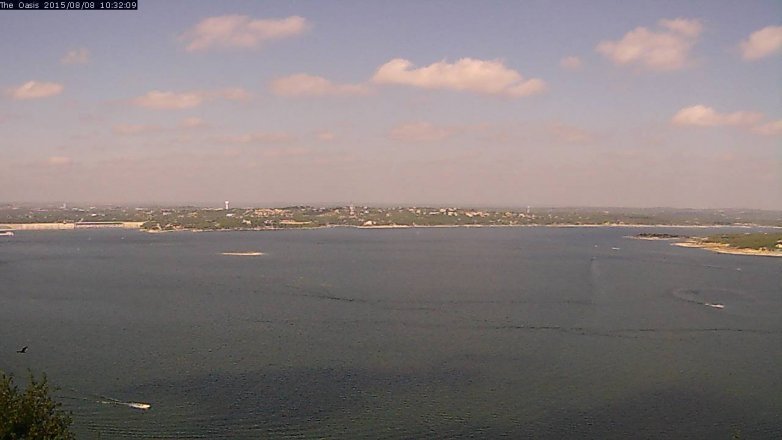 Lake Travis webcam, August 8, 2015 9:40 AM CT