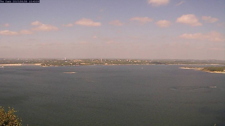 Lake Travis webcam, August 8, 2015 9:45 AM CT