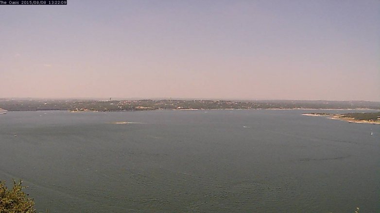 Lake Travis webcam, August 8, 2015 12:30 PM CT