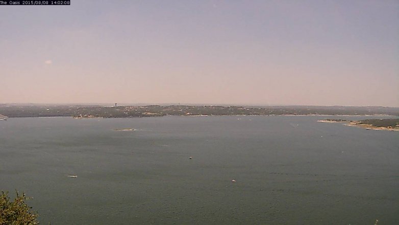 Lake Travis webcam, August 8, 2015 1:10 PM CT