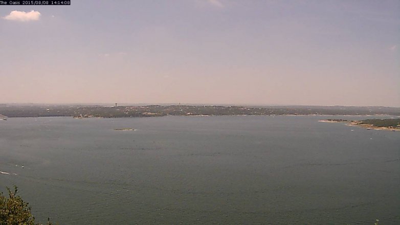 Lake Travis webcam, August 8, 2015 1:20 PM CT