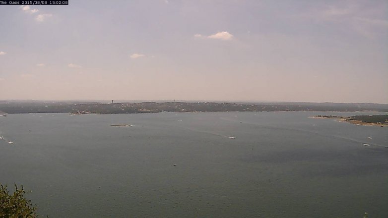 Lake Travis webcam, August 8, 2015 2:10 PM CT