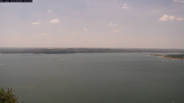 Lake Travis webcam, August 8, 2015 2:20 PM CT