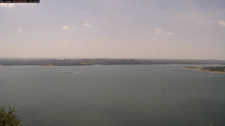 Lake Travis webcam, August 8, 2015 2:25 PM CT