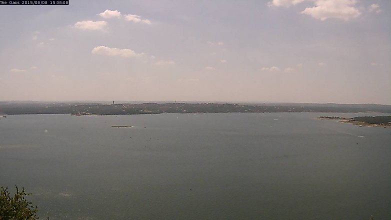 Lake Travis webcam, August 8, 2015 2:45 PM CT