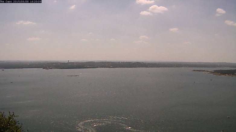 Lake Travis webcam, August 8, 2015 3:30 PM CT