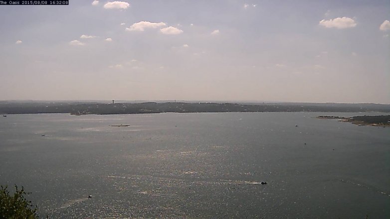 Lake Travis webcam, August 8, 2015 3:40 PM CT