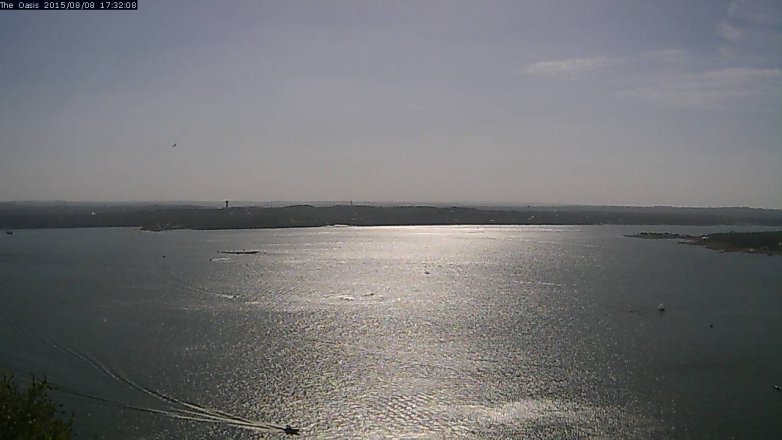 Lake Travis webcam, August 8, 2015 4:40 PM CT