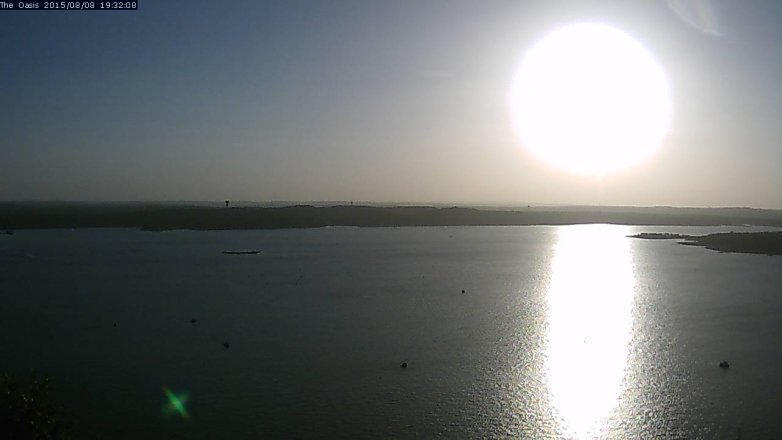Lake Travis webcam, August 8, 2015 6:40 PM CT