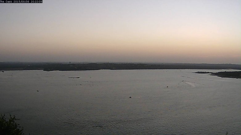 Lake Travis webcam, August 8, 2015 7:30 PM CT