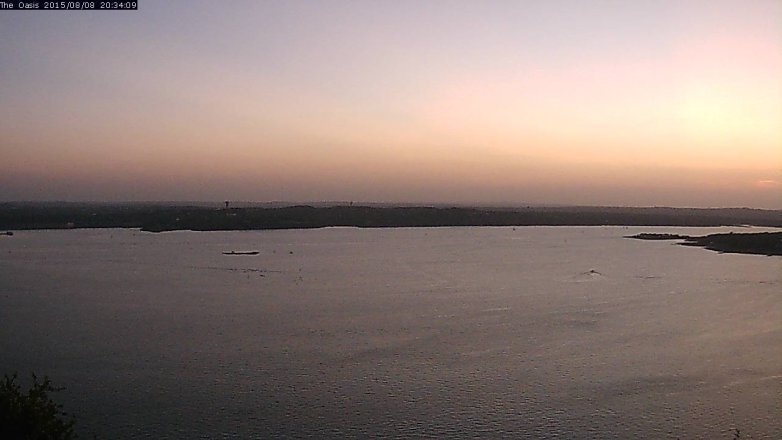 Lake Travis webcam, August 8, 2015 7:40 PM CT