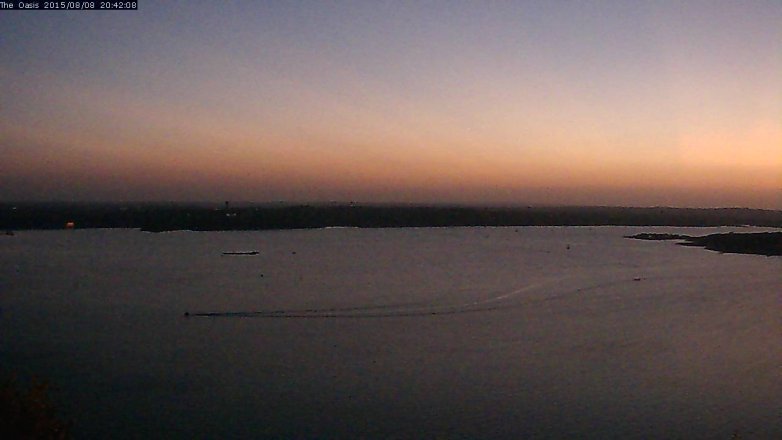 Lake Travis webcam, August 8, 2015 7:50 PM CT