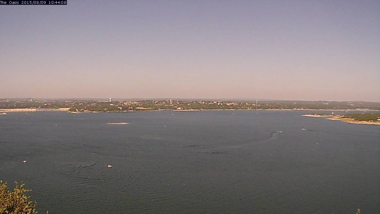 Lake Travis webcam, August 9, 2015 9:50 AM CT