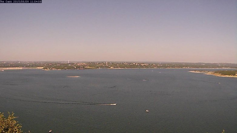Lake Travis webcam, August 9, 2015 10:10 AM CT