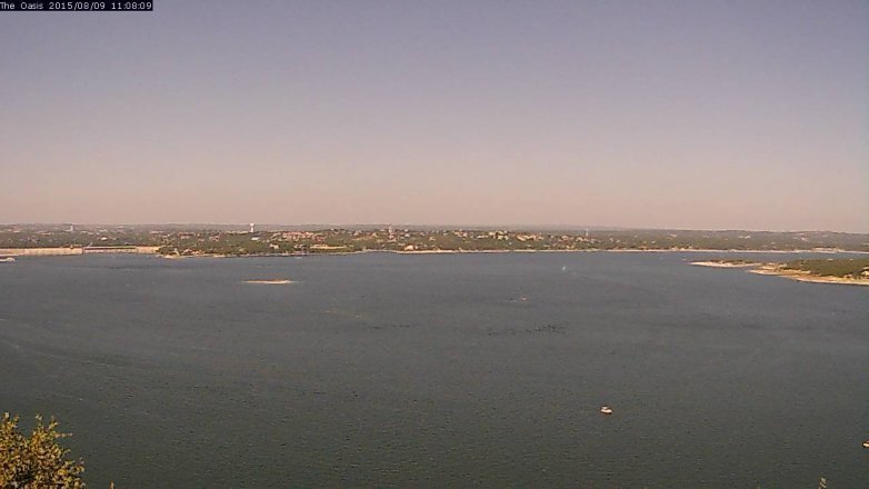 Lake Travis webcam, August 9, 2015 10:15 AM CT