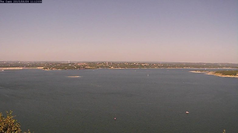 Lake Travis webcam, August 9, 2015 10:20 AM CT