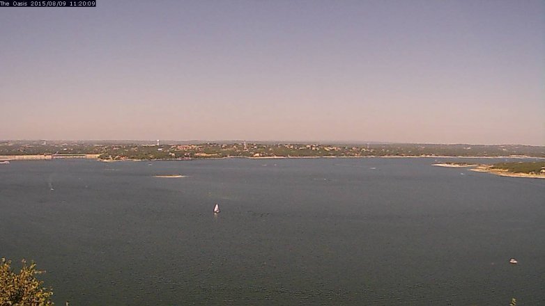 Lake Travis webcam, August 9, 2015 10:25 AM CT