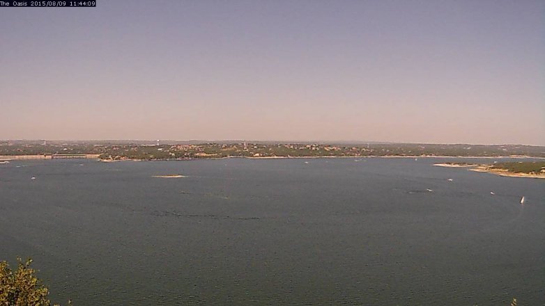 Lake Travis webcam, August 9, 2015 10:50 AM CT