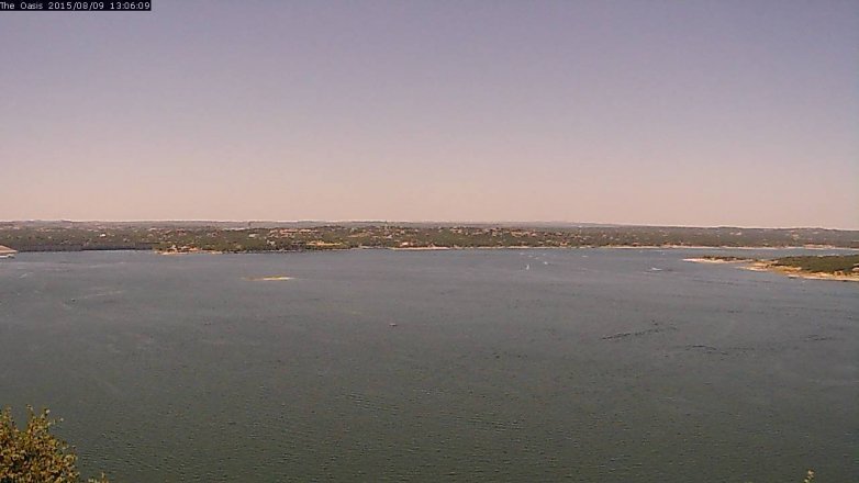 Lake Travis webcam, August 9, 2015 12:15 PM CT