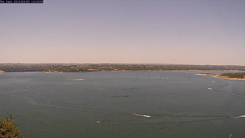 Lake Travis webcam, August 9, 2015 12:25 PM CT