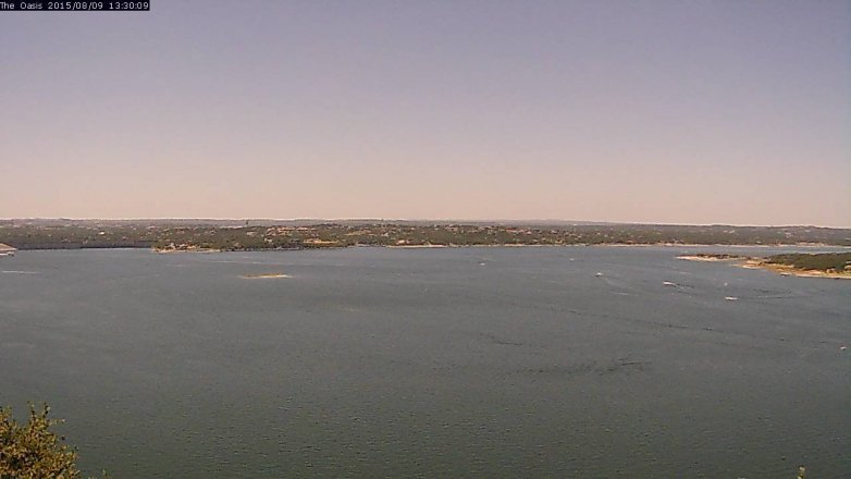 Lake Travis webcam, August 9, 2015 12:35 PM CT