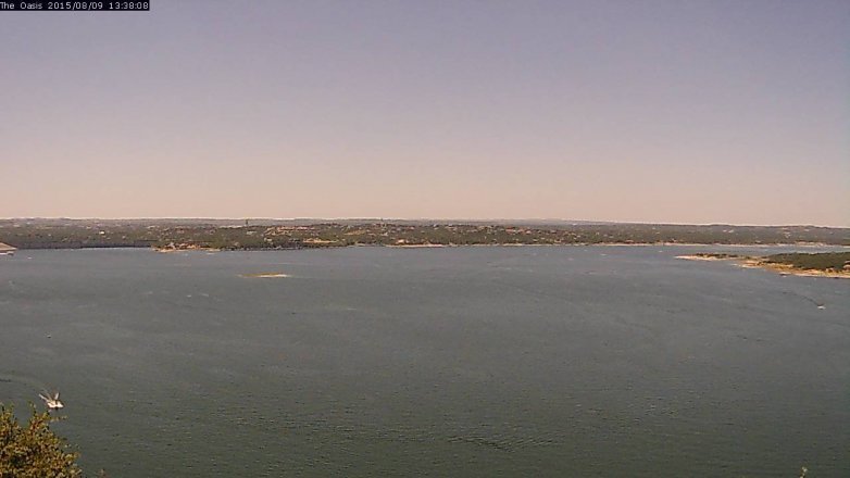 Lake Travis webcam, August 9, 2015 12:45 PM CT