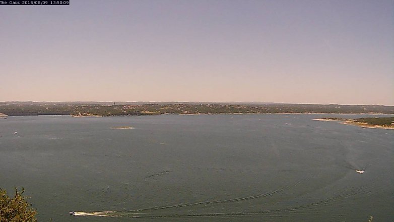 Lake Travis webcam, August 9, 2015 12:55 PM CT