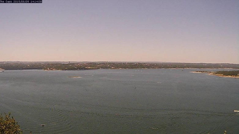 Lake Travis webcam, August 9, 2015 1:20 PM CT
