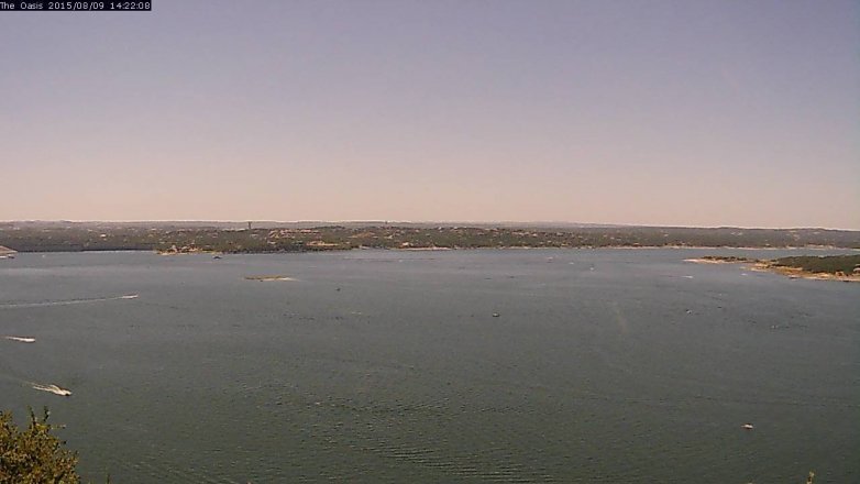 Lake Travis webcam, August 9, 2015 1:30 PM CT