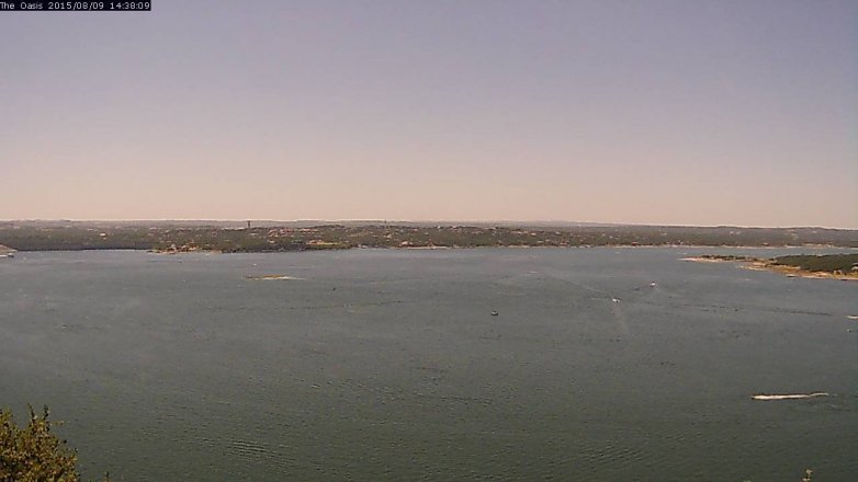 Lake Travis webcam, August 9, 2015 1:45 PM CT