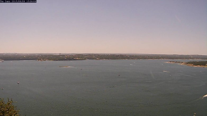 Lake Travis webcam, August 9, 2015 2:15 PM CT