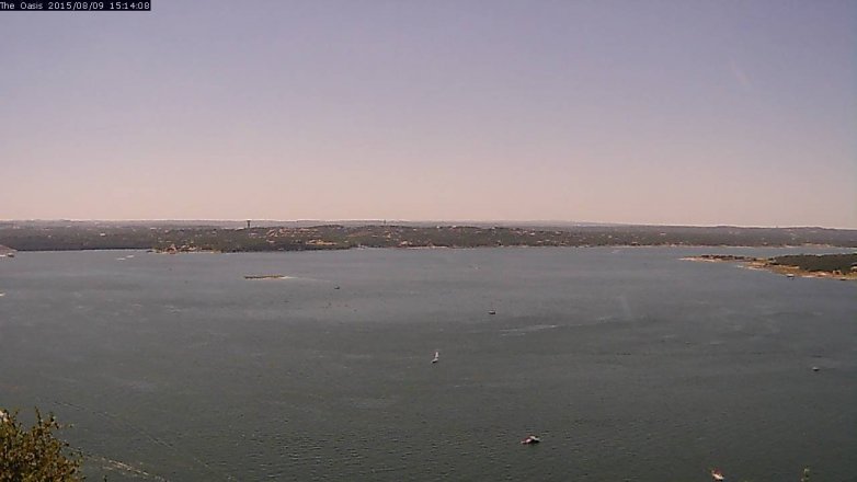 Lake Travis webcam, August 9, 2015 2:20 PM CT