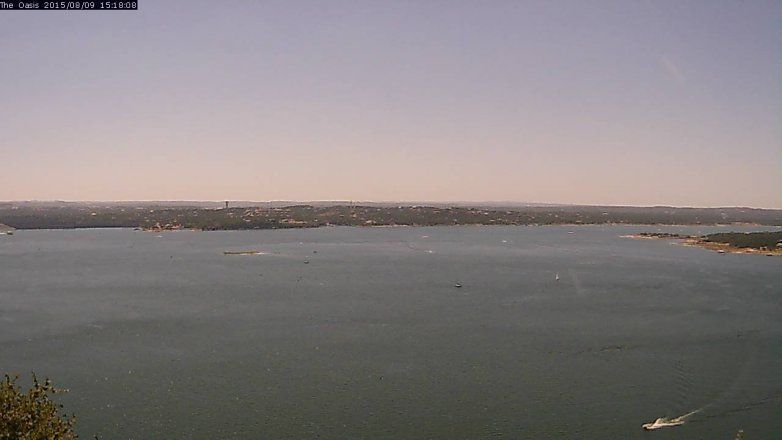Lake Travis webcam, August 9, 2015 2:25 PM CT