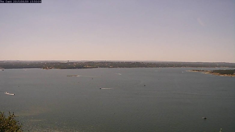 Lake Travis webcam, August 9, 2015 2:55 PM CT