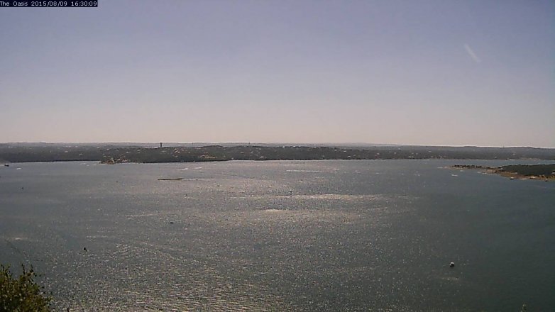 Lake Travis webcam, August 9, 2015 3:35 PM CT